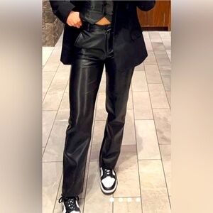 Artizia Babaton faux-leather pants, 0, raw edge hem cropped Edgy Streetwear Chic